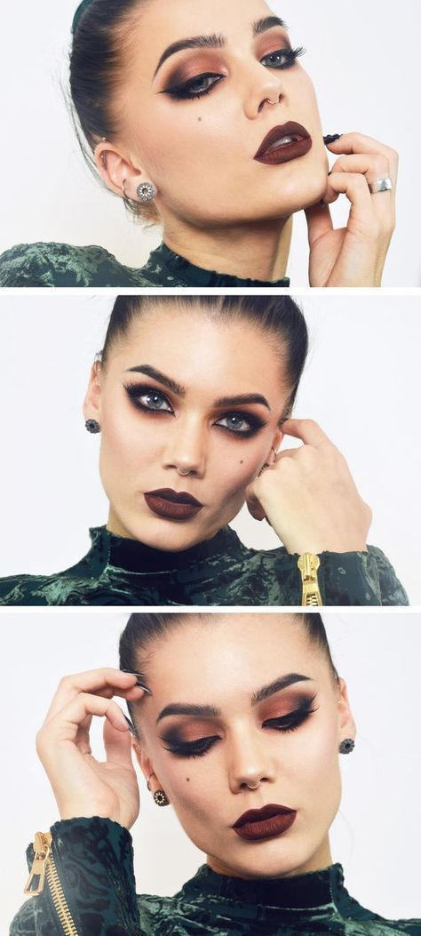 Dark Make Up, Linda Hallberg Makeup, Maquillage Goth, Orange Inspiration, Makeup Dark, Drag Make-up, Vampire Makeup, Applying Eye Makeup, Make Up Inspiration