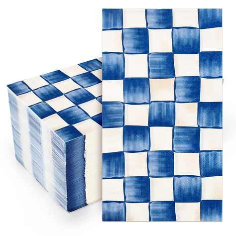 PRICES MAY VARY. THE PACKAGE INCLUDES: 100 counts guest paper napkins with blue white checkered design, they will offer sufficient using quantity and exquisite patterns to meet your various needs. CHECKERED DESIGN: Our guest napkins adopt watercolor design with royal blue and white buffalo plaids, elegant and delicate, will nicely increase the fun atmosphere, great supplies for daily and party use. PREMIUM MATERIAL: Made of quality paper material, soft, thick, sturdy, degradable and with nice ab Checkered Tablecloth, Checker Design, Napkin Design, Blue Checkered, Bbq Party, Paper Towel, Party Table, Watercolor Design, Paper Napkins