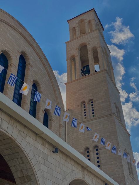 Vacation. Cyprus. Flangs. Greece. Church Flags Aesthetic, Cyprus Aesthetic, Cyprus Flag, Greek Flag, Cyprus Greece, Aesthetic Summer, Cyprus, Old Town, Summer Vacation