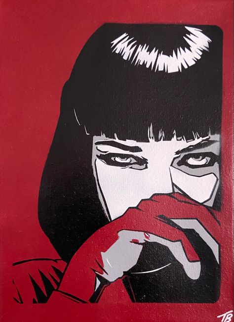 Pulp Fiction Aesthetic Art, Pulp Fiction Pop Art, Pulp Fiction Painting, Pulp Fiction Aesthetic, Uma Thurman Pulp Fiction, Tattoo Movie, I Feel Bored, Samuel Jackson, Virgo Art