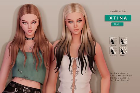 XTINA HAIR | Patreon Xtina Hair, Daylife Sims, Pelo Sims, Sims 4 Mm Cc, Sims 4 Expansions, Tumblr Sims 4, Sims 4 Cc Folder, Sims Games, Sims 4 Characters