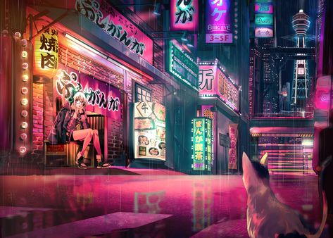 Anime Original Wallpaper Ville Cyberpunk, Chill Wallpaper, Street Background, Anime Wallpaper 1920x1080, Anime City, City Background, Cyberpunk City, Wallpaper Trends, Aesthetic Japan