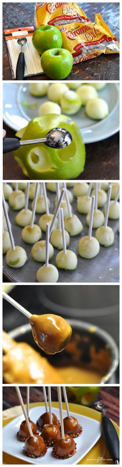 Simple and delicious! Everyone loves food on sticks! Mini Caramel Apples Recipe! Mini Caramel Apples, Caramel Apples Recipe, Tray Ideas, Snacks Für Party, Fruit Tray, Julia Child, Christmas Parties, Apple Recipes, Finger Food