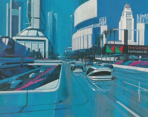 25 years ago, L.A. Times predicted 2013: E mail? Yes. Robot dogs? No Retro Futuristic Art, Essay Title, Syd Mead, Mobile Robot, Car Building, Golden Wings, Times Magazine, World Of Tomorrow, New Retro Wave