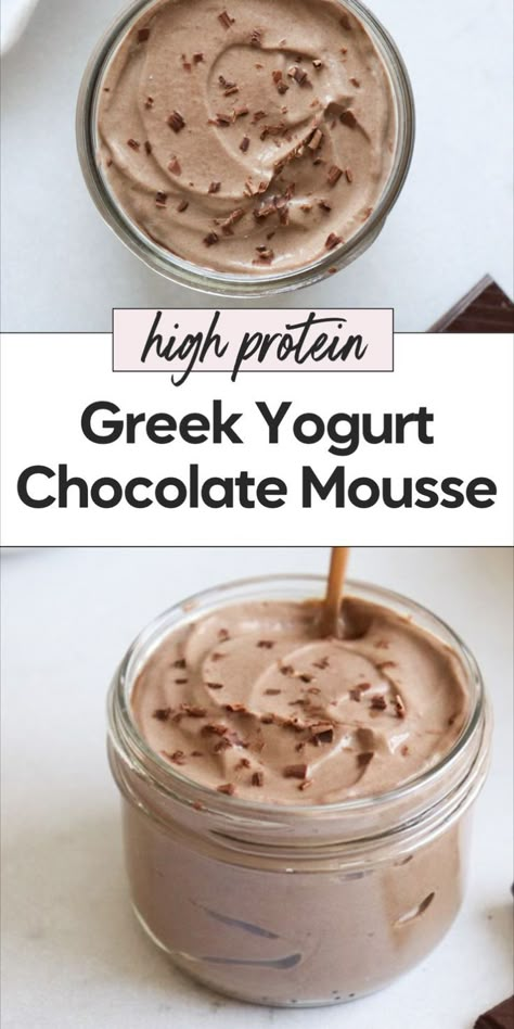 Try this greek yogurt chocolate mousse recipe for an easy and delicious high protein dessert. This creamy greek yogurt chocolate pudding combines the richness of chocolate yogurt with the benefits of a greek yogurt dessert. Perfect as a snack or treat, it's the best Greek yogurt chocolate mousse and a satisfying protein chocolate mousse option! Greek Yogurt Chocolate Mousse, Yogurt Chocolate Mousse, Protein Chocolate Mousse, Best Chocolate Mousse, Greek Yogurt Chocolate, Greek Yogurt Dessert, Greek Yogurt Recipe, Best Greek Yogurt, High Protein Dessert