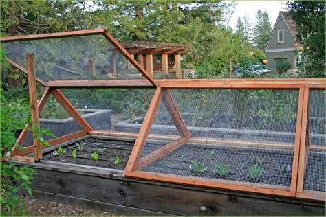 perfect raised bed cover if rabbits and deer are a problem. Would limit what vegetables can be grown inside though because of height. Wagon Landscaping, Covered Bed, Bed Idea, Raised Garden Bed Plans, Diy Raised Garden, Raised Garden Beds Diy, Garden Area, Veg Garden, Have Inspiration