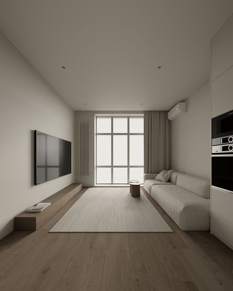 AM 73 auf Behance Minimal Living Room, Minimalist Living Room Decor, Hiasan Bilik Tidur, Minimalist Home Interior, 아파트 인테리어, Home Design Living Room, Minimalist Living, A Living Room, Minimalist Interior