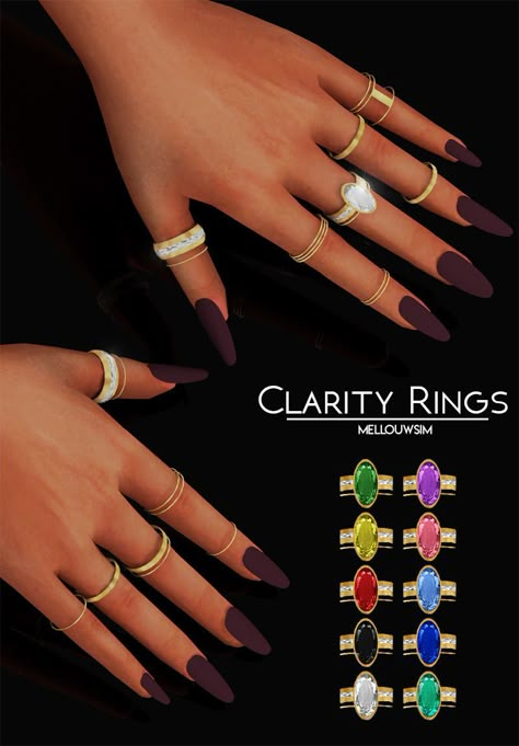 Clarity Rings Sims 4 Cc Nails Patreon Free, Ts4 Jewelry Cc, Ts4 Cc Jewelry, Ts4 Cc Accessories, Sims 4 Jewelry Cc, Ts4 Patreon, Ts4 Accessories, Cc Accessories, Sims 4 Nails