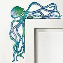 Window Home Office, Metal Door Frame, Eclectic Bathroom Decor, Door Frame Decoration, Octopus Decor, Themed Home Decor, Eclectic Bathroom, Frame Decoration, Outdoor Doors