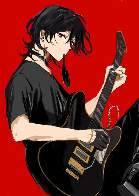 Anime Boys, Anime Boy, Anime Guys, Black Hair, Art Inspo, Art Reference, Character Art, Anime Art, Guitar