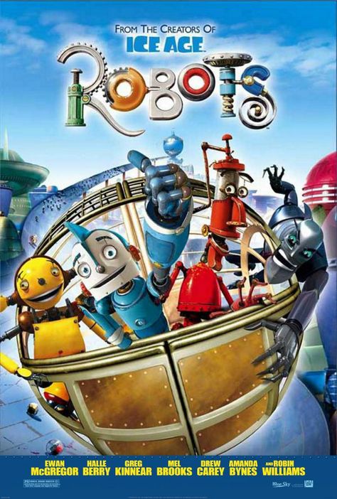 Century Fox Animation Animation Movie Poster, Mama Movie, Robots 2005, Robots Movie, Robot City, Modern Movie Posters, Illumination Entertainment, Cozy Movie Night, Blue Sky Studios