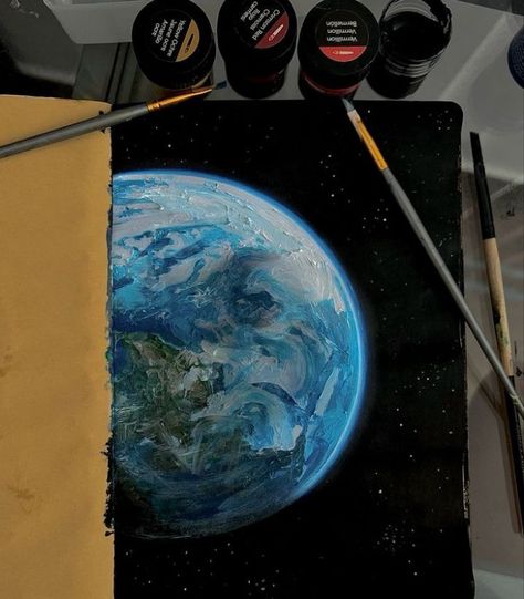 Heat Art Painting, Earth Acrylic Painting, Earth Painting, Canvas Painting Designs, Art Painting Gallery, Painting Art Lesson, Small Canvas Art, Arte Sketchbook, Nature Art Painting