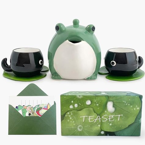 Frog teapot Teacup, Frog Tea Set, Cute teapot Gift, Tea Service Set Ceramic Tea Pot Send Exquisite Frog Stickers : Amazon.co.uk: Home & Kitchen Frog Teapot, Frog Tea, Frog Stickers, Kawaii Cups, Tea Service Set, Cute Teapot, Frog Gifts, Coffee Server, Aesthetic Japan