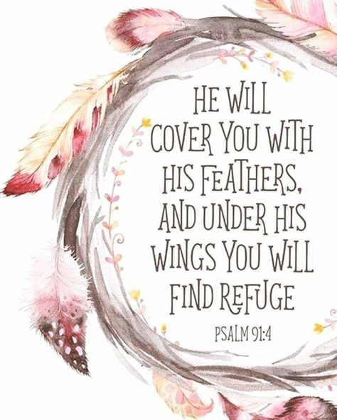 Tattoos Bible, Nursery Bible Verses, Verse Tattoos, Psalm 91 4, Under His Wings, Quotes Bible, Christian Prints, Verse Art, Psalm 91