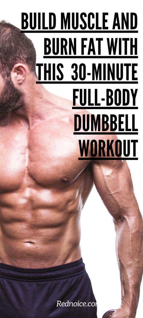 A strong and ripped man in 30s doing dumbbell exercises to build muscle and  burn fat. Workout Plan For Men At Home, Weights Workout Men, At Home Workout Plan Build Muscle, Best Home Workout For Men, At Home Workout For Men, All Dumbbell Workout, Men’s Exercises, Upper Body Muscle Building Workout, Build Muscle Workout Plan