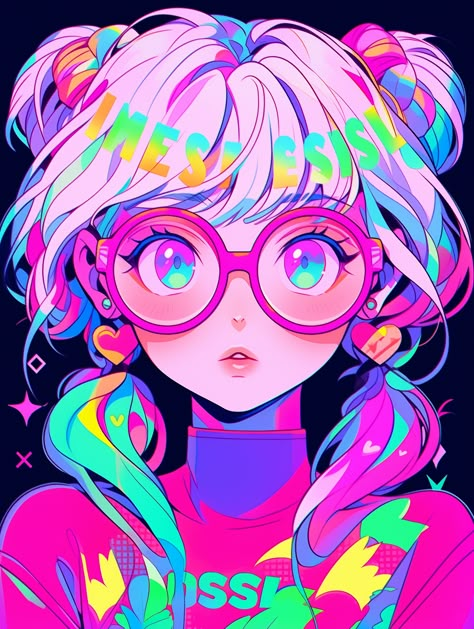 Rainbow Anime Aesthetic, Neon Oc, Neon Cyberpunk Aesthetic, Pop Illustration, Arte Cyberpunk, Anime Pixel Art, Comic Art Girls, Beautiful Dark Art, Rainbow Art