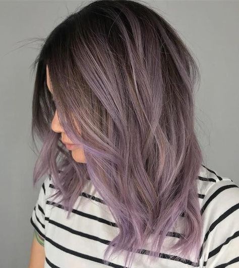 Smokey Lavender Hair, Smokey Lavender, Lavender Hair Colors, Brown Ombre Hair, Lilac Hair, Lavender Hair, Short Hair Balayage, Festival Hair, Ombre Hair Color