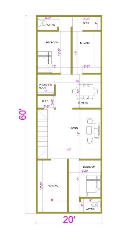 20x60 West Facing House Plans, 20x60 House Plans North Facing, 20 50 House Plan, Smart House Plans, Mini House Plans, 30x50 House Plans, Indian House Exterior Design, Medium House, South Facing House