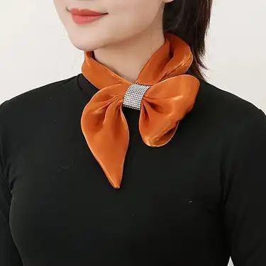 Temu | Explore the Latest Clothing, Beauty, Home, Jewelry & More Trim Scarf, Scarf Knots, Ways To Wear A Scarf, Fabric Scarf, How To Wear A Scarf, Diy Scarf, Scarf Necklace, Bow Decor, Rhinestone Bow