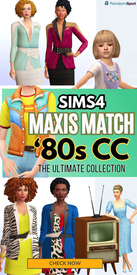 Need some 1980s CC for your next decades challenge? Well this list offers plenty of CC for your Sims to dress up like it's the '80s all over again - and everything here is 100% maxis match to blend in with the rest of your CAS accessories. The Sims 4 1980s Cc, Sims 4 80s Cc Maxis Match, Sims4 80s Cc, 1980 Sims 4 Cc, 2000 Sims 4 Cc, Sims 4 Decades Challenge Mods, Ts4 80s Cc, Sims 4 80s Furniture, 1980s Sims 4 Cc