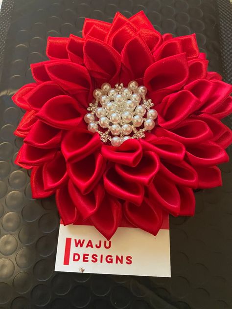 Delta Sigma Theta Jewelry, Sorority Wreaths, Red Brooch, Ribbon Brooch, African Violet, Handmade African, Delta Sigma Theta, 15% Off Sale, Solid Red