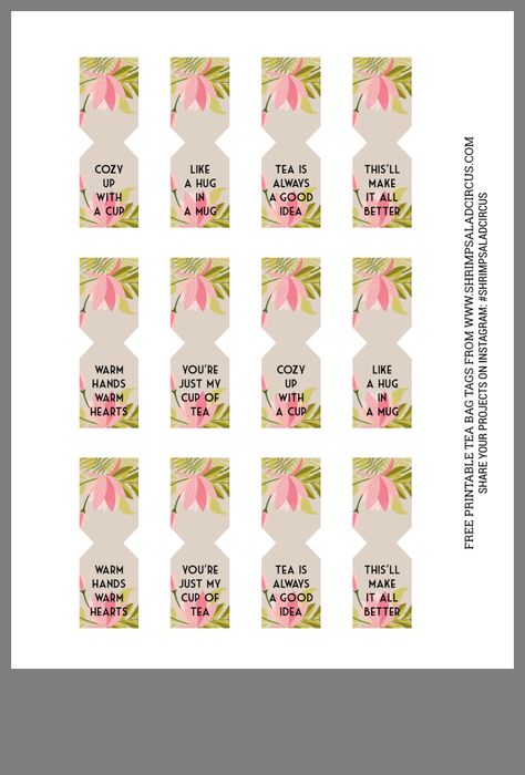 Tea Bag Tags, Tea Gift Tags, Coloring Bookmarks Free, Tag Template Free, Printable Tags Template, Tea Tag, Tea Labels, Tea Crafts, Eid Card Designs