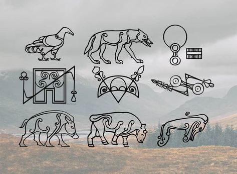 Pictish Symbols Explained: 14 Pictish stones in Scotland and the meaning of their symbols | The Scotsman Pictish Symbols, Scotland Symbols, Symbols That Represent Strength, Pictish Warrior, Scotland Tattoo, Bull Symbol, Celtic Animals, Symbols Tattoo, Animal Symbolism