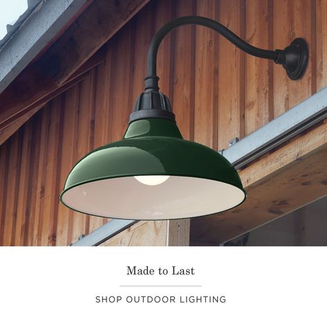 Gooseneck Lighting, Street Appeal, Green Barn, Porch Accessories, Landscape Lighting Design, Shop Lights, Stair Hardware, Outdoor Barn Lighting, Yard And Garden