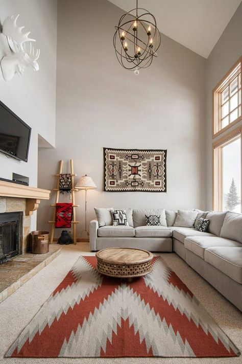 Utah Airbnb, Modern Southwestern Decor, Southwestern Interior Design, Modern Southwest Decor, Southwestern Interior, Southwestern Living Room, Southwest Modern, Southwestern Rugs, Modern Southwestern