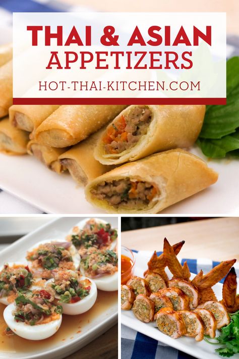 Thai Food For Party, Asian Recipes Appetizer, Easy Asian Party Food, Asian Party Appetizers, Asian Starter Recipes, Asian Food Potluck Ideas, Asian Food Dinner Party, Asian Food Party Ideas, Thai Sides Recipes