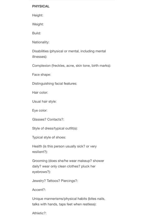 Character Outline / Page 2 Character Outline Template, Fiction Book Outline Template, 27 Chapter Outline, Chapter Outline Template, Character Outline Writing, Writing Chapter Outline, Character Outline, Book Characters, Eye Color