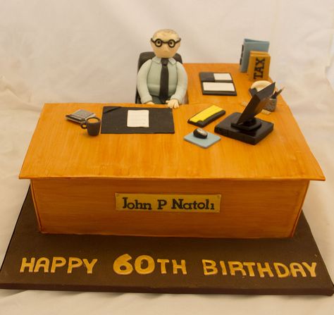 Office Desk Cake Office Theme Cake, Bank Employee, Birth Cakes, Wedding Cake Designs Simple, Art Birthday Cake, Retirement Cake, Dad Birthday Cakes, Cake For Husband, Birthday Cake For Him