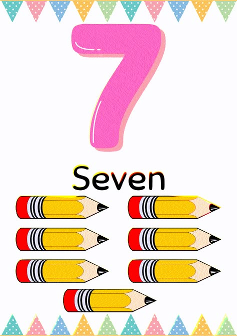 Free Number 7 Flashcard PDF Printable Circle Time Wall, Numbers Preschool Printables, Flashcards For Kindergarten, Kindergarten Math Addition, Pig Coloring Pages, Community Helpers Preschool Activities, Flashcards For Toddlers, Number Flashcards, Community Helpers Preschool