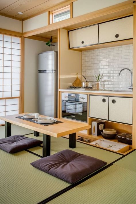 18 Inspiring Japanese Tiny House Kitchen Ideas Japanese Apartment Kitchen, Tiny Japanese Apartment, Tiny House Kitchen Ideas, Feng Shui Layout, Japanese Tiny House, Traditional Japanese Kitchen, Japanese Kitchen Design, House Kitchen Ideas, Tiny House Japan