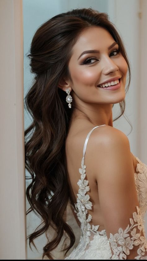 Discover stunning bridal hairstyles for long hair that are elegant easy and perfect for Indian weddings From half updos to elegant updo crowns and Pakistani styles get inspired by these black braid style ideas Whether you're looking for a boho or traditional veil look these Indian bridal hairstyles are a must-see Princess Hairstyles With Tiara, Braid Style Ideas, Bridal Hairstyles For Long Hair, Half Up Half Down Styles, Bride Hairstyles For Long Hair, Down Styles, Bridesmaid Hairstyles For Long Hair, Updo Ideas, Trendy Bridesmaids