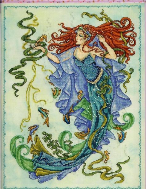 Gallery.ru / Foto #95 - 2007 A Womans World in Cross Stitch_Joan Elliott - Chispitas Joan Elliott Cross Stitch, Mermaid Cross Stitch, Cross Stitch Sea, Celtic Cross Stitch, Fantasy Cross Stitch, Cross Stitch Angels, Cross Stitch Love, Mermaids And Mermen, Cross Stitch Pictures