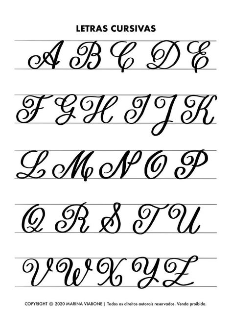 Letra maiúscula cursiva Marina Viabone #Lettering Title Lettering, Words In Different Languages, Cursive Writing Practice Sheets, Lettering Styles Alphabet, Hand Lettering Worksheet, Calligraphy Lessons, Cursive Alphabet, Calligraphy For Beginners, Hand Lettering Art