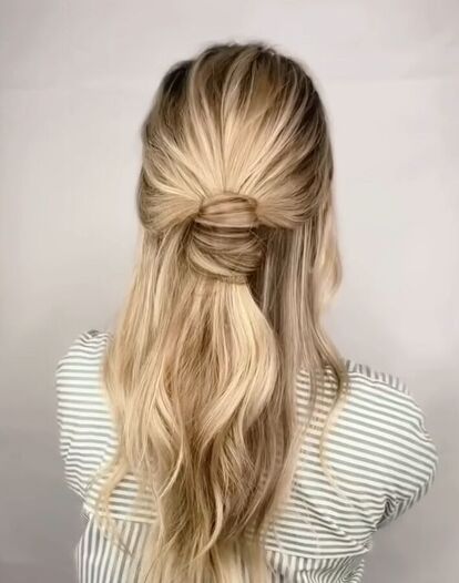 I'm excited to show you how to achieve this beautiful half-up hairstyle. Learn a cute half-up, half-down hairstyle in this quick post. Hair Half Up, Half Up Half Down Hairstyles, Half Updo, Business Hairstyles, Half Up Half Down Hair, Half Up Hair, Hair Elastics, Nourishing Hair, Half Up Half Down