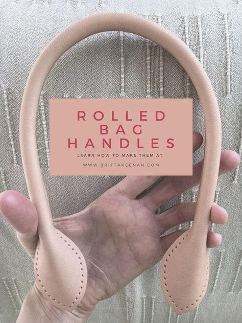 How to make basic rolled leather bag handles Handbag Handles Diy, Leather Handle Bag, Bag Handles Diy How To Make, Diy Purse Handles How To Make, How To Sew Bag Handles, How To Sew A Leather Purse, How To Line A Leather Bag, Leather Bag Making Patterns, Sewing A Leather Bag