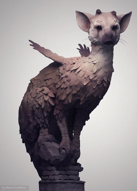 Maria Panfilova, Last Guardian, Shadow Of The Colossus, Animal Sculptures, Fantastic Beasts, Creature Design, Creature Art, Zbrush, Fantasy Creatures