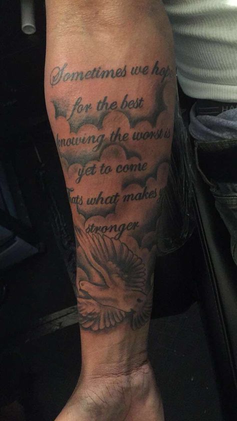 2nd tatto Qoute Tattoo Forearm, Forarm Tattoos Quote Men, Forarm Tattoos Quotes, Forearm Tattoo Quotes Men, Forearm Tattoo Quotes Men Half Sleeves, Outer Forearm Tattoo Quotes, Tattoo Quotes Men, Religous Tattoo, Quotes Men