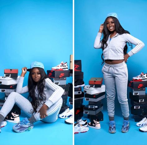 Sneakerhead Photoshoot Ideas, Senior Pictures Outfits With Jordans, Sneaker Birthday Photoshoot, Jordan Shoes Photoshoot Photo Ideas, Jordan 23 Birthday Photoshoot, Sneakerhead Photoshoot, Sneaker Head Photo Shoot, Sneaker Photoshoot Ideas Birthday, 23 Birthday Photoshoot Ideas Jordan