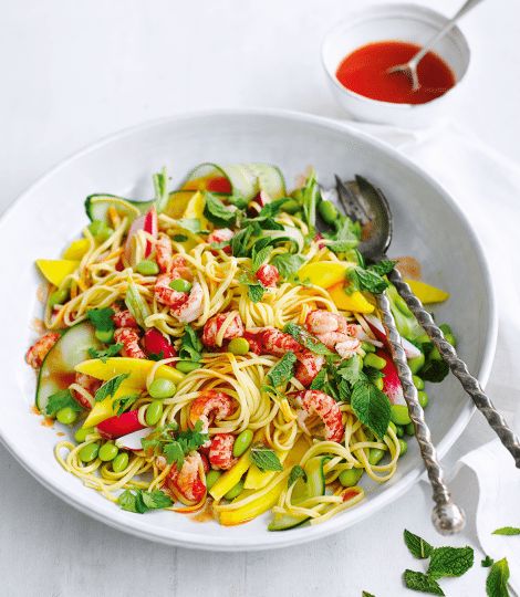 Crayfish and mango salad - delicious. magazine Crayfish Salad, Mediterranean Fish Stew, Broad Bean Recipes, Summer Supper, Cauliflower Couscous, Wellington Florida, Light Salad, Delicious Magazine, Mango Salad