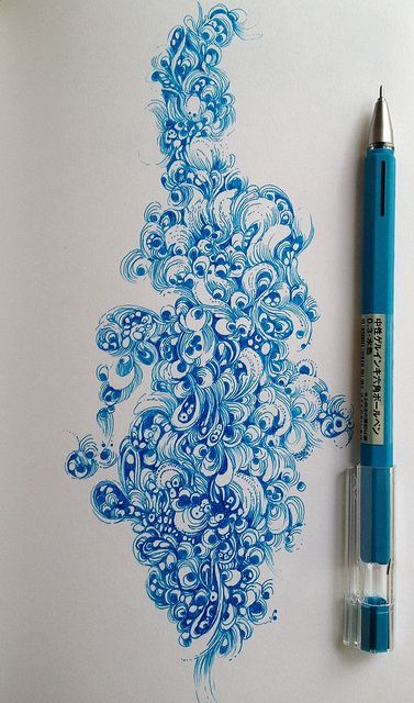 Sketchbook | Flickr: Intercambio de fotos Gel Pen Art, Arte Doodle, Blue Pen, Doodle Inspiration, A Pen, Zentangle Art, Pen Art, Pics Art, Ink Drawing