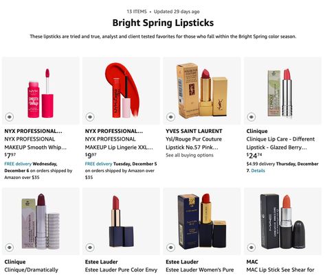 Bright Spring Lipstick, Bright Spring Makeup, Spring Lipstick, Clear Spring, Spring Red, Hair Color Options, Spring Palette, Spring Color Palette, Dark Autumn