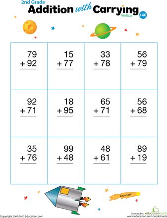 Worksheets: Double Digits! Practice Vertical Addition with Carrying 40 Addition With Carrying Worksheets, 2nd Grade Worksheets Free Printables, Vertical Addition, Ks1 Maths, Addition With Regrouping, Abacus Math, Maths Teacher, Addition And Subtraction Practice, Math Practice Worksheets