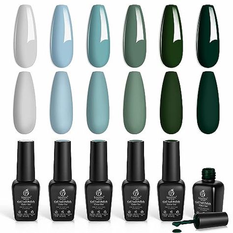 Beetles Blue Green Gel Nail Polish Set, 6 Colors Misty Gray Dark Green Gel Polish Kit Baby Blue Nail Gel Polish Soak Off Uv LED Nail Lamp Gel DIY Home Nails Manicure Gifts for Women19.99 #Beauty Manicure Gifts, Home Nails, Buff Nails, Christmas Manicure, Lamp Diy, Blue Gel, Misty Grey, Nail Polish Set, Gel Top Coat