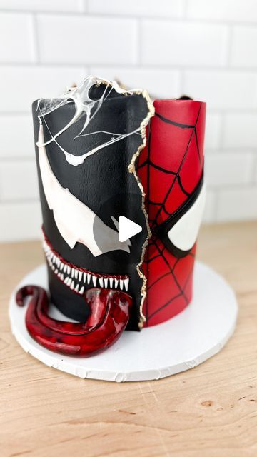 Jennifer Mejia on Instagram: "Sheesh!! This has to be one of my faves of the weekend. 😍 I love a good Marvel Cake! I know @eminem made this song for the movie but it feels like he made it for my reel. 🤣 Which side do you guys have? Spiderman or Venom? #cakes #njcakes #njart #cakesofinstagram #cakestagram #venomcake #spidermancake #spiderman #venom #fondant #wiltonfondant #cakelife" Spider Man Venom Cake, Spiderman Venom Cake, Venom Cupcakes Cake Ideas, Venom Birthday Cake, Venom Birthday Cake Ideas, Spiderman Vs Venom Cake, Venom Cake, Unique Spiderman Cake, Spiderman Venom