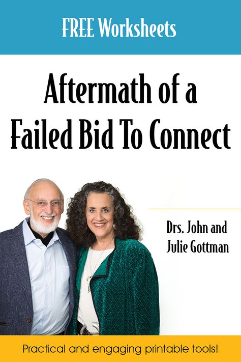 In relationships, “bids” are the fundamental unit of emotional communication. Failed bids are one of the major sources of conflict between people in intimate relationships. Drs. John and Julie Gottman reveal how couples can repair the damage and strengthen the relationship in the aftermath of a failed bid to connect with this free worksheet. Gottman Method Worksheets, Gottman Worksheets Free Printable, Gottman Worksheets, Relationship Repair Worksheets, John Gottman Worksheets, Gottman Repair Checklist, Gottman Repair, Gottman Sound Relationship House, Gottman Method