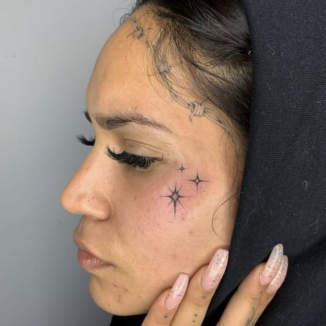 @pokedaddy on ig Small Face Tattoos, Small Dope Tattoos, Sparkle Tattoo, Face Tats, Face Tattoos For Women, Gangsta Tattoos, Hand And Finger Tattoos, Facial Tattoos, Tattoos For Black Skin